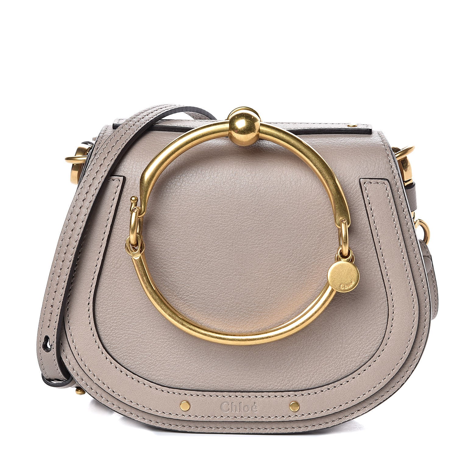 Chloe Calfskin Suede Small Nile Bracelet Bag Motty Grey 1 of 10