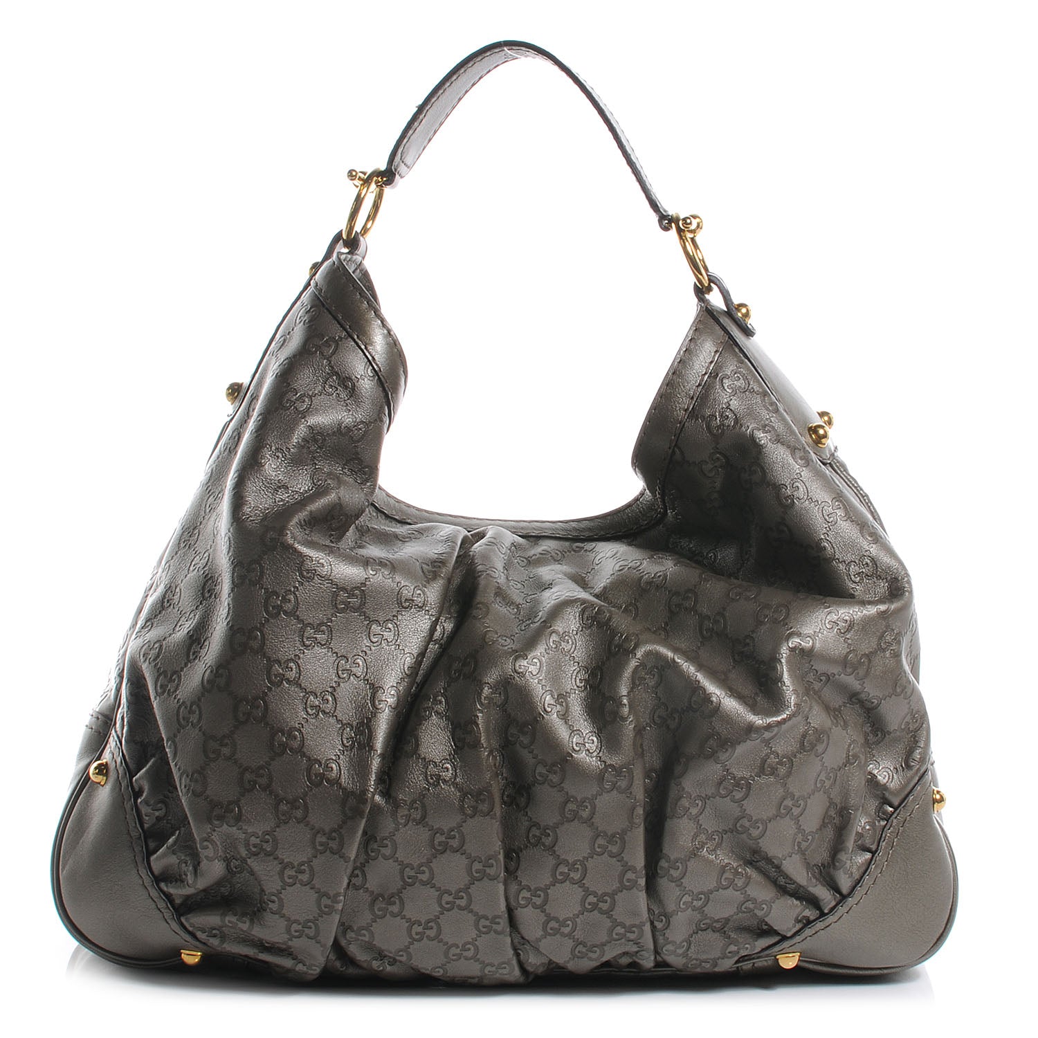 Gucci Guccissima Large Jockey Hobo Metallic Grey 1 of 7