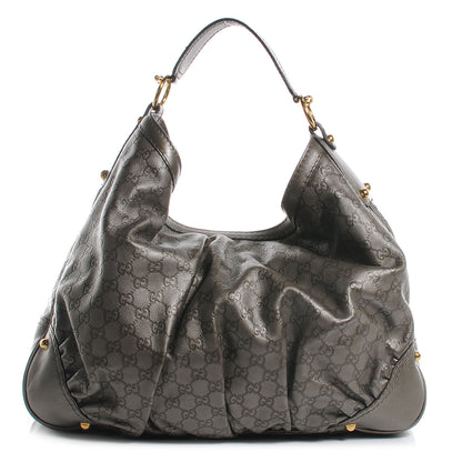 Gucci Guccissima Large Jockey Hobo Metallic Grey 1 of 7