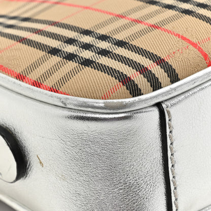 Burberry Smooth Calfskin 1983 Knight Check Link Camera Bag Silver 15 of 16