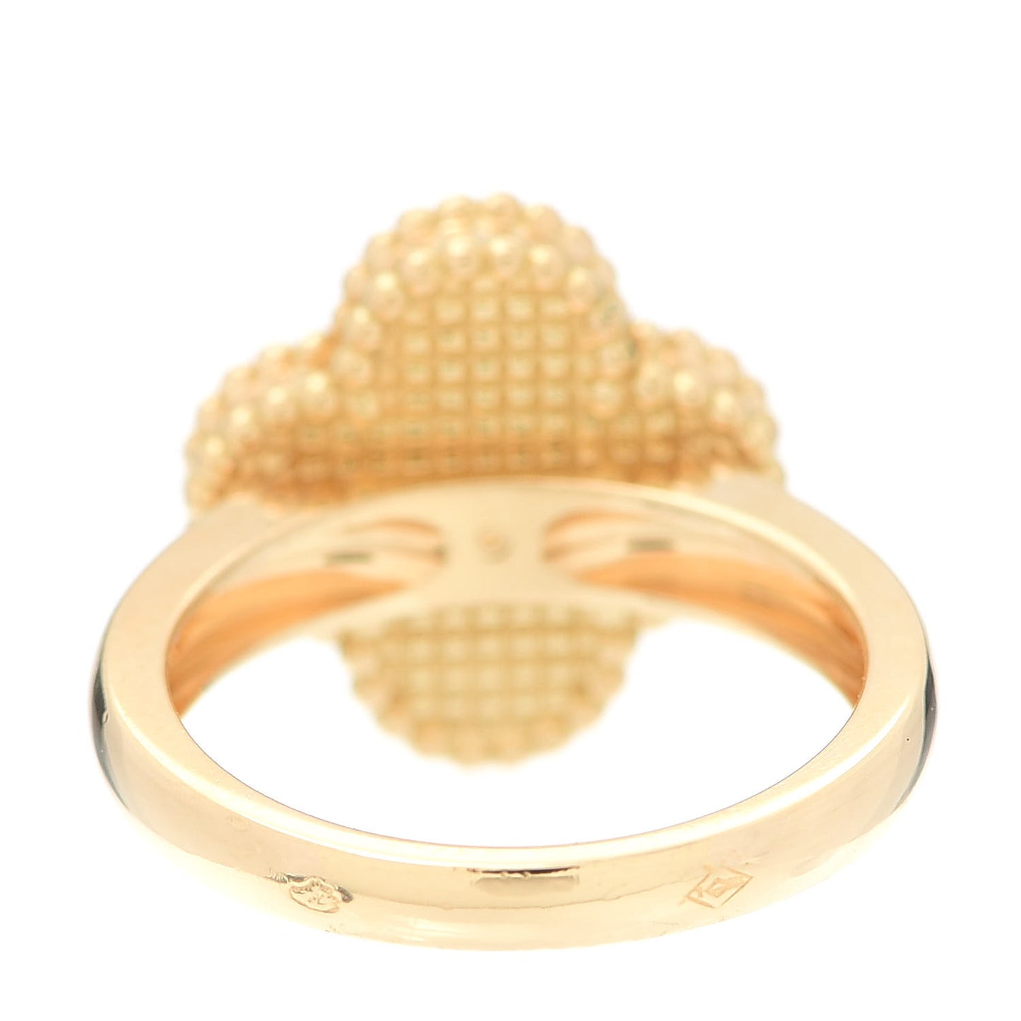 18K Yellow Gold Diamond Mother of Pearl Vintage Alhambra Ring 52 6