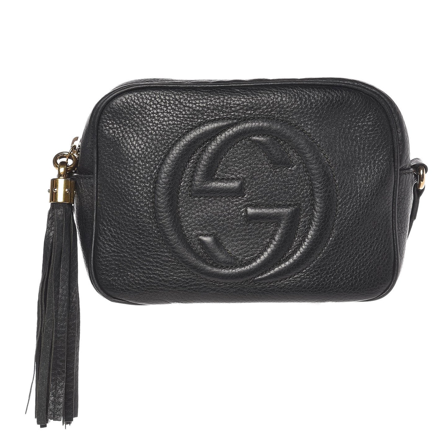 Pebbled Calfskin Small Soho Disco Bag Black