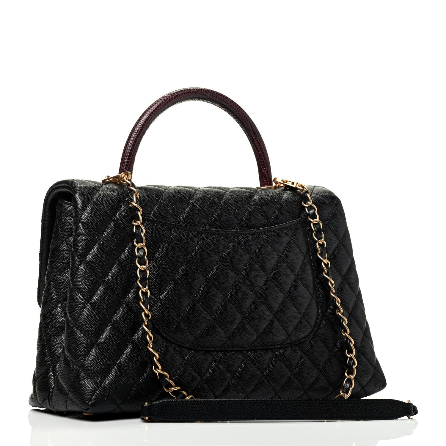 Chanel Caviar Lizard Quilted Medium Coco Handle Flap Black 2 of 4