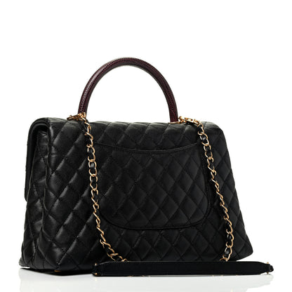 Chanel Caviar Lizard Quilted Medium Coco Handle Flap Black 2 of 4