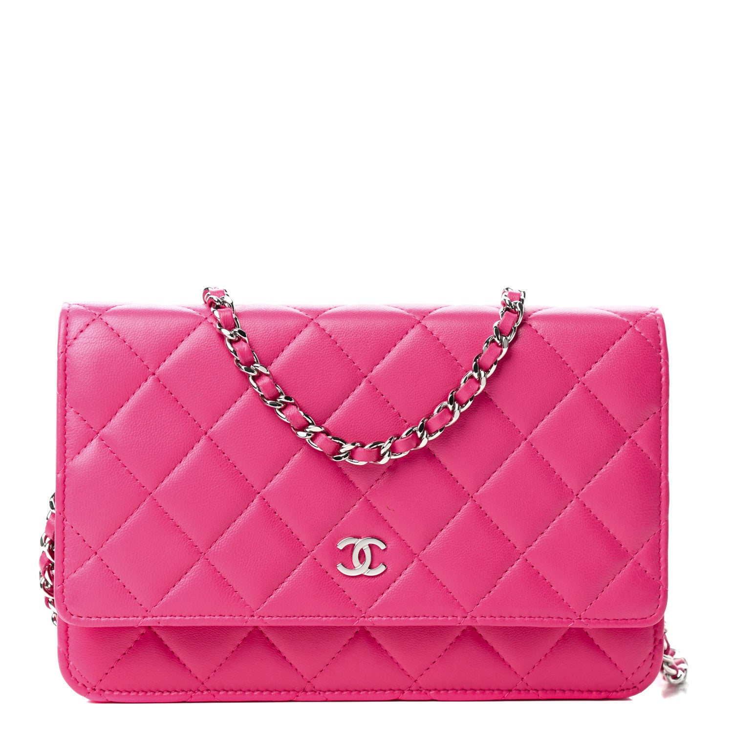 Chanel Lambskin Quilted Wallet On Chain WOC Pink 1 of 11