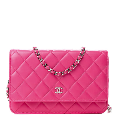 Chanel Lambskin Quilted Wallet On Chain WOC Pink 1 of 11