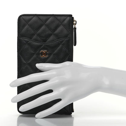 Chanel Lambskin Quilted Classic Flat Wallet Pouch Black 2 of 8