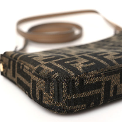 Fendi Fabric Jacquard Vitello Grace FF 1974 Baguette Pouch Tobacco Moro Sand 9 of 11