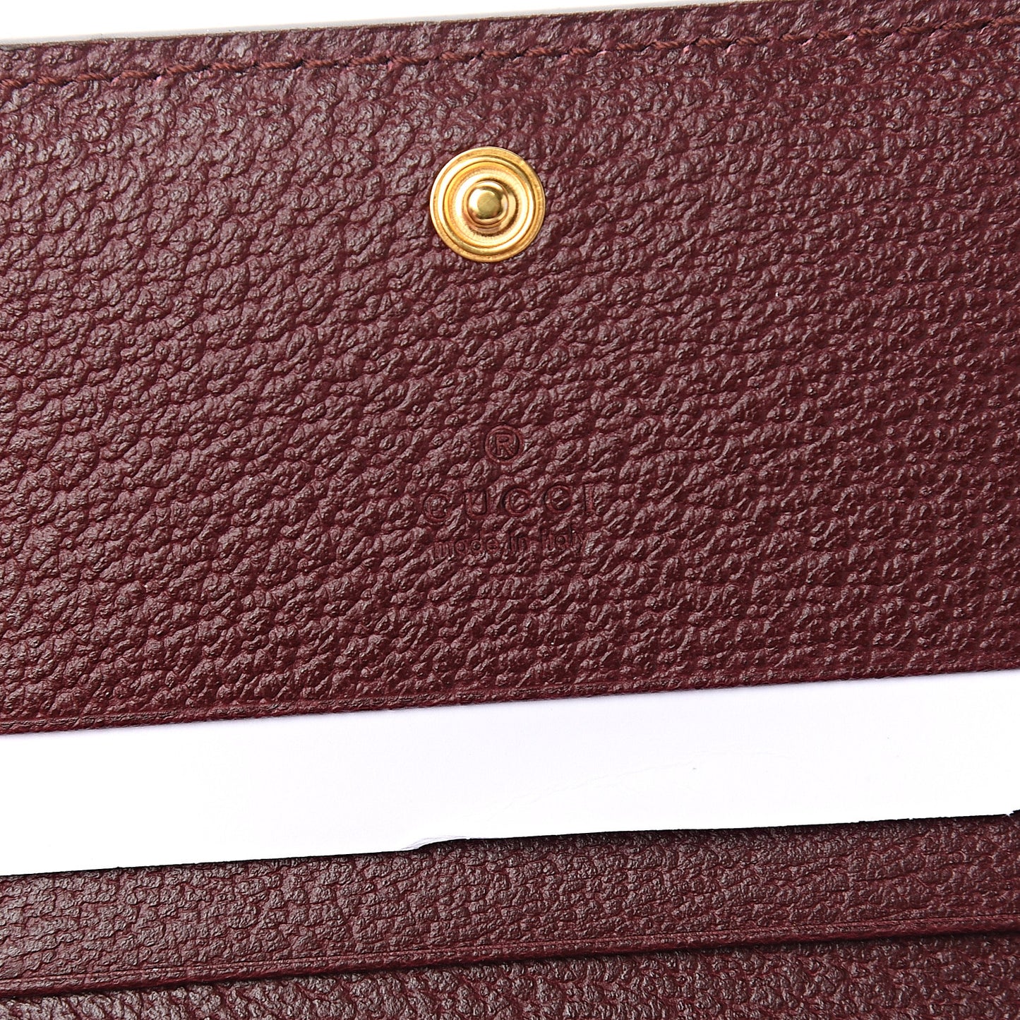 Textured Calfskin Web Ophidia Card Case Vintage Bordeaux