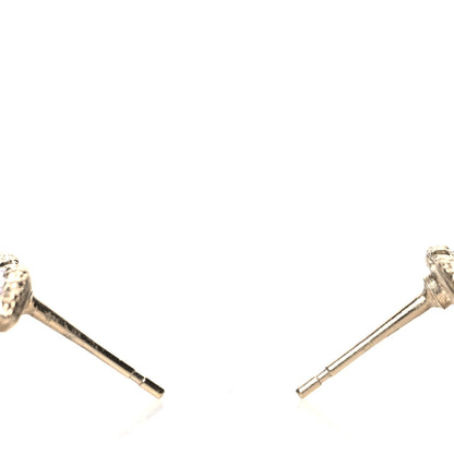 Chanel Metal Graduated Pearl Crystal CC Earrings Light Gold 3 of 4