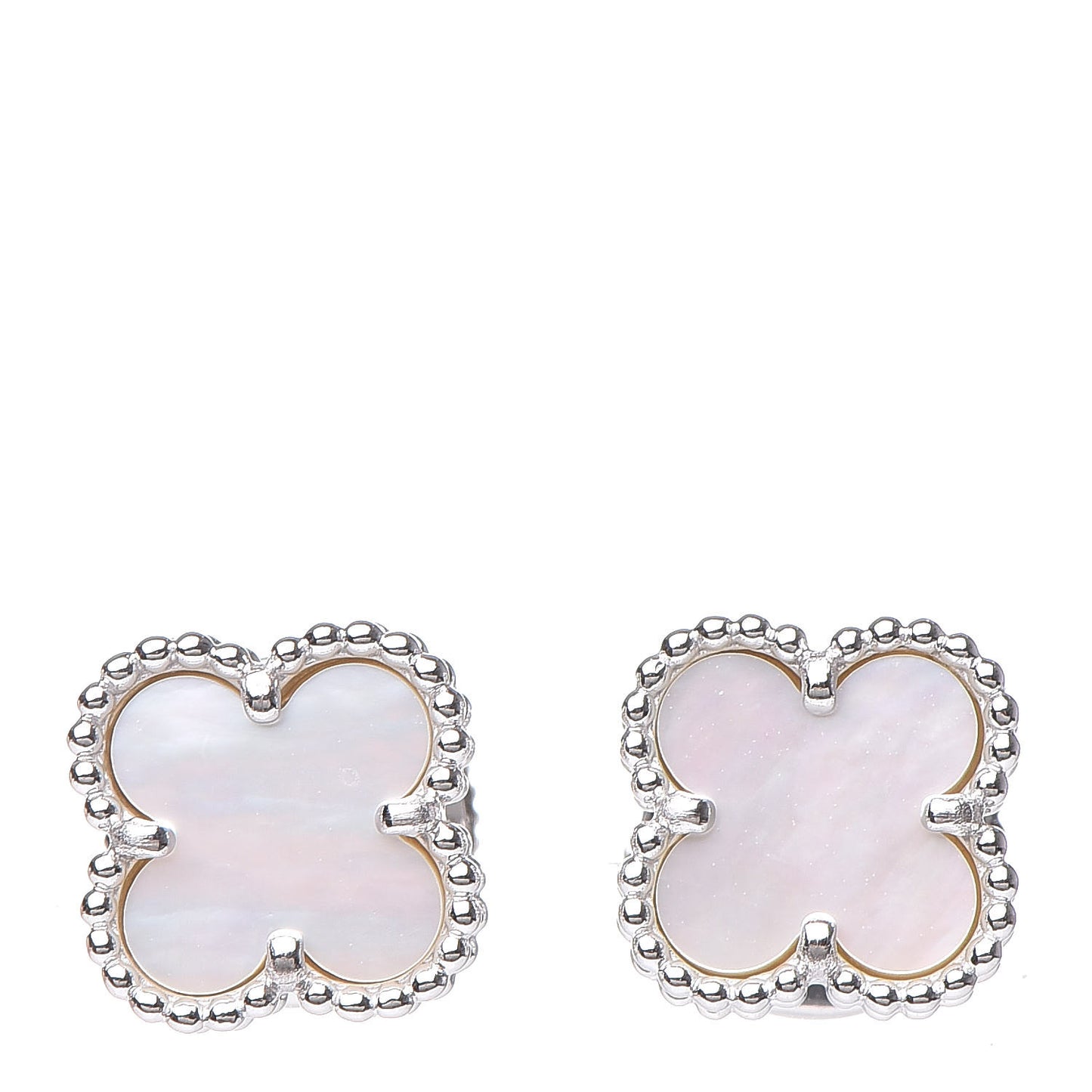 18K White Gold Mother of Pearl Sweet Alhambra Earrings