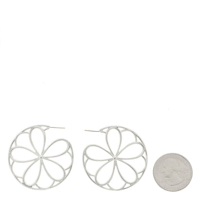 Tiffany Sterling Silver Daisy Hoop Earrings 2 of 4