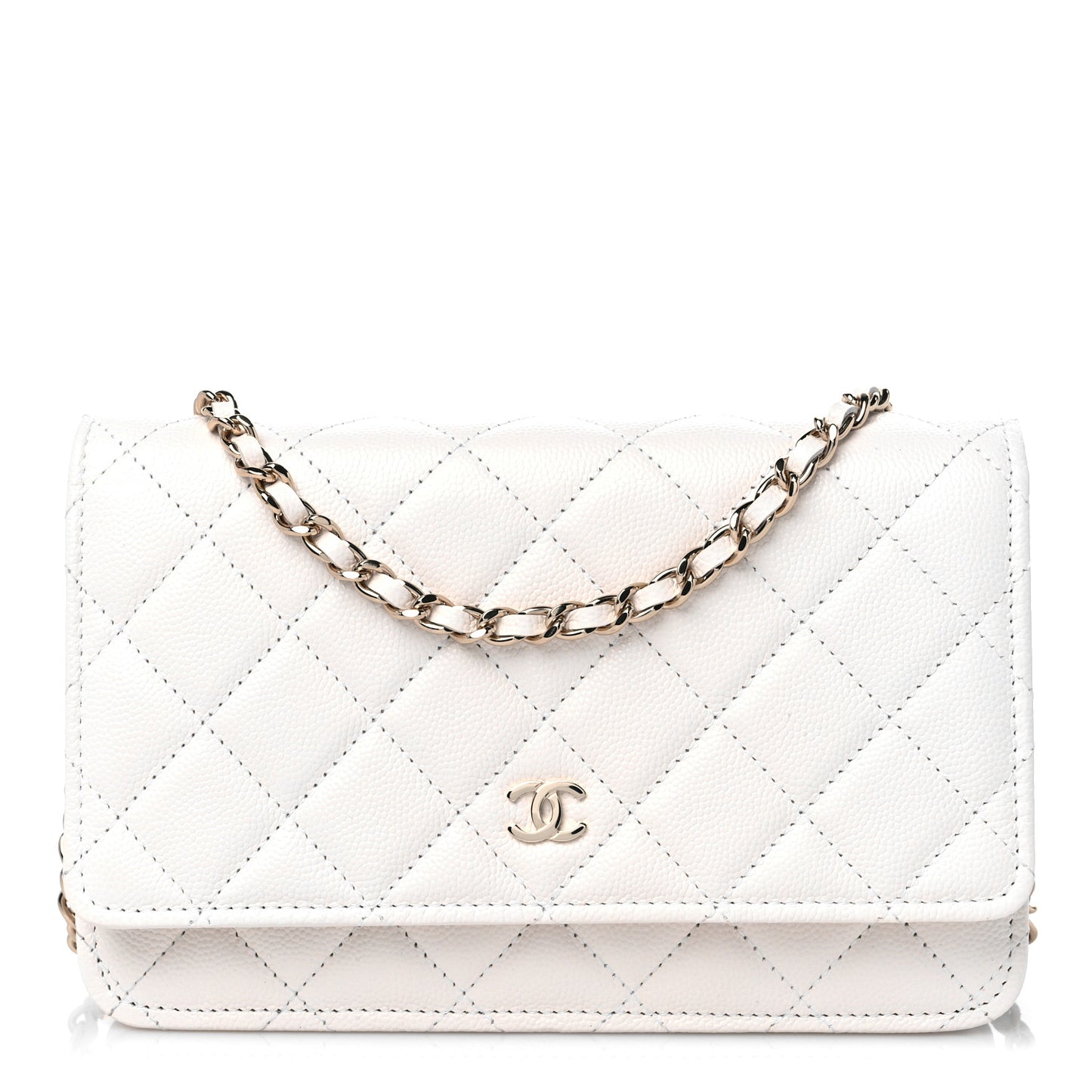 Caviar Quilted Wallet On Chain WOC White