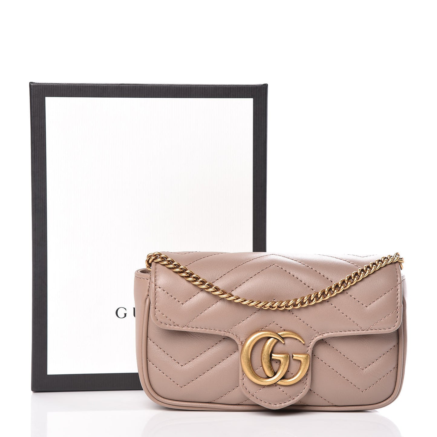 Calfskin Matelasse Super Mini GG Marmont Shoulder Bag Porcelain Rose