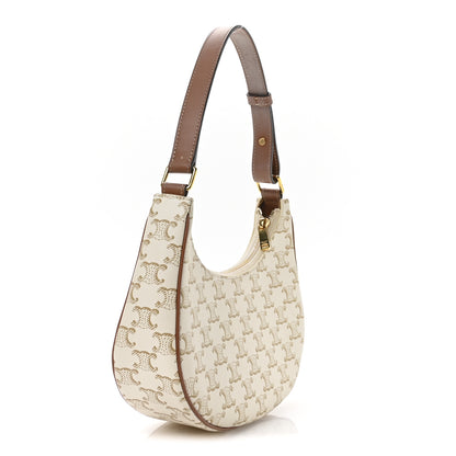 Celine Canvas Calfskin Ava Triomphe Shoulder Bag White 3 of 12