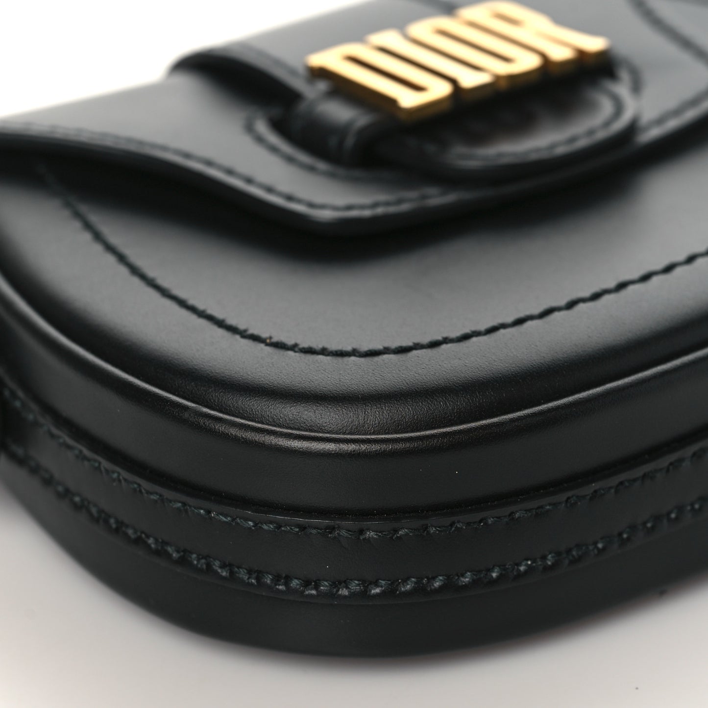 Calfskin Mini D Fence Saddle Bag Black