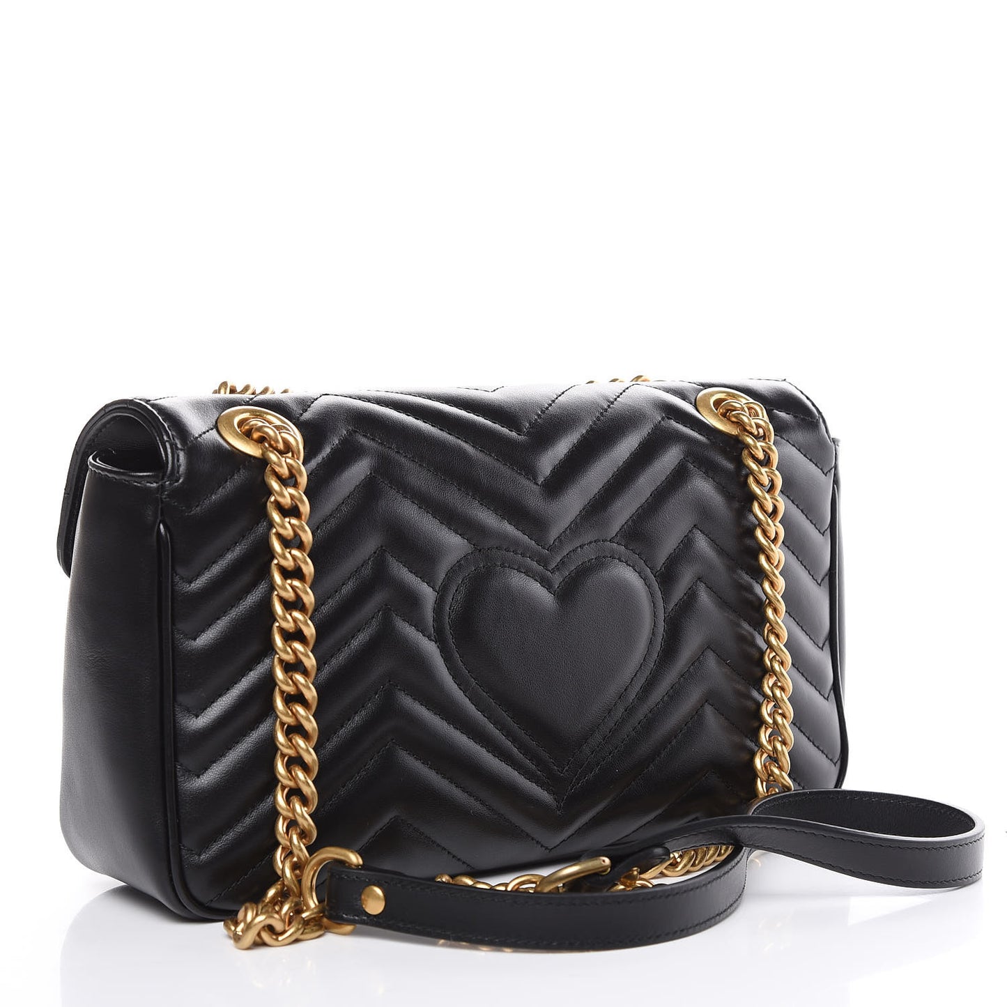Calfskin Matelasse Small GG Marmont Shoulder Bag Black