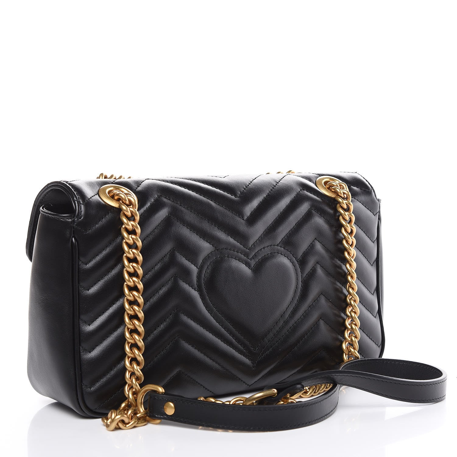 Gucci Calfskin Matelasse Small GG Marmont Shoulder Bag Black 3 of 9