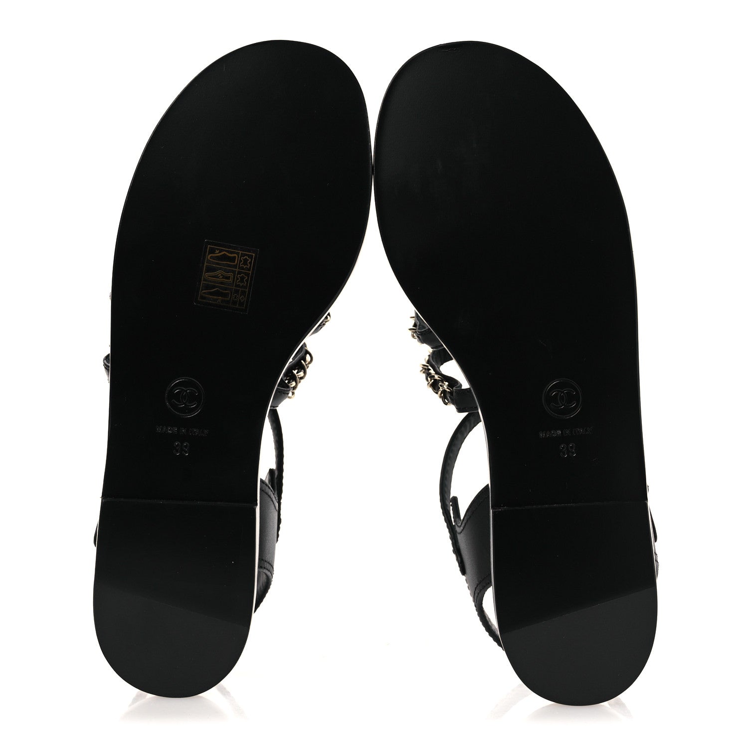 Chanel Calfskin Multi Chain CC Sandals 39 Black 7 of 11