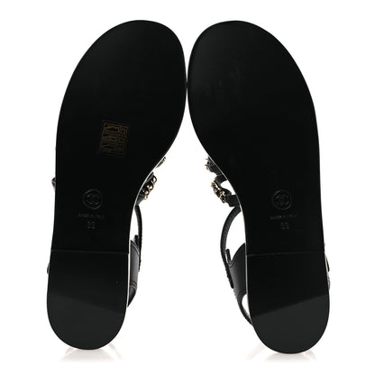 Chanel Calfskin Multi Chain CC Sandals 39 Black 7 of 11