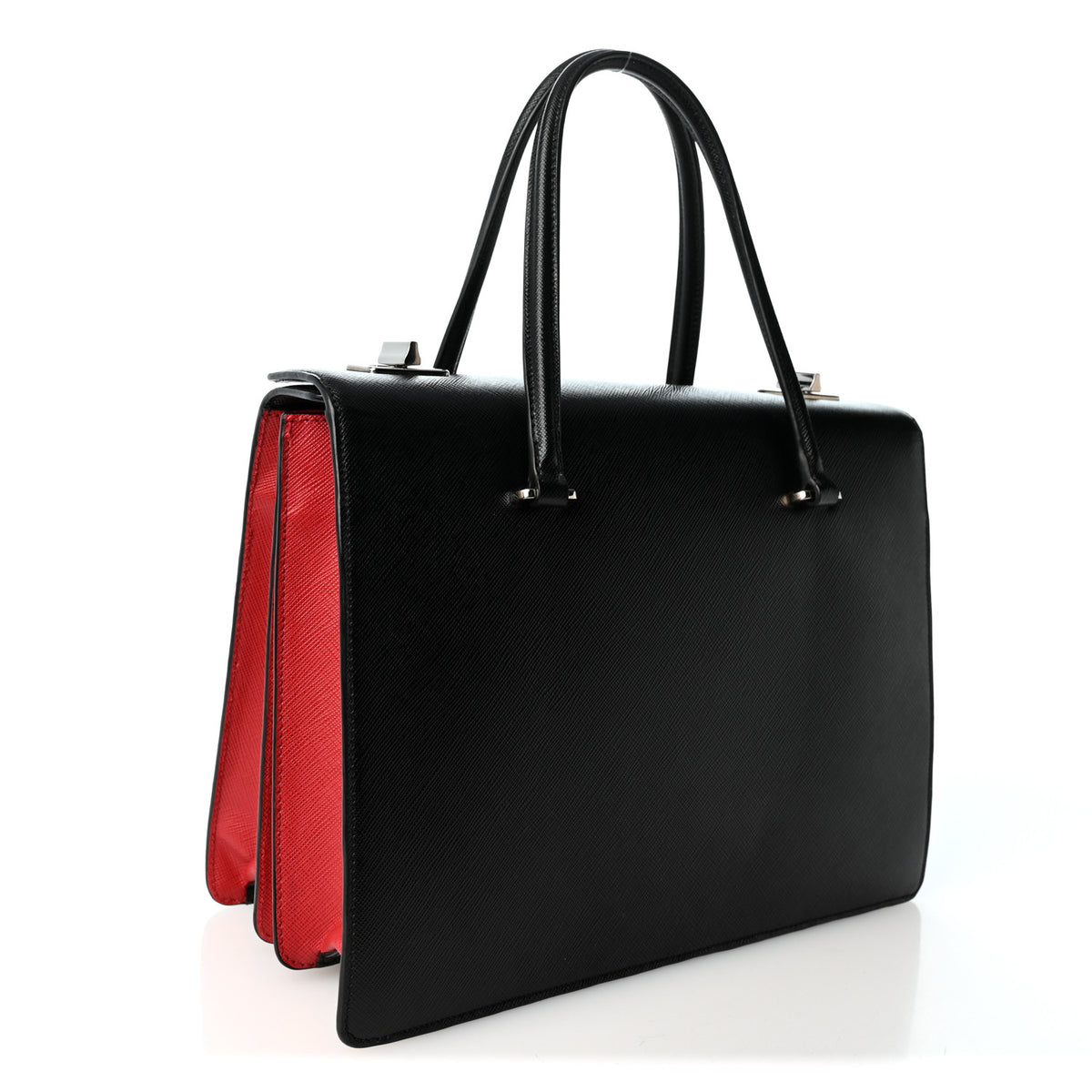 Saffiano Girl Print Satchel Black Ginestra Fuoco