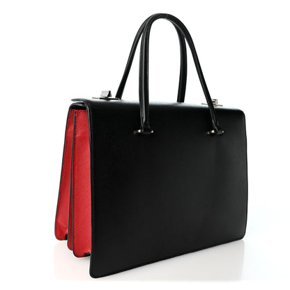 Prada Saffiano Girl Print Satchel Black Ginestra Fuoco 2 of 10