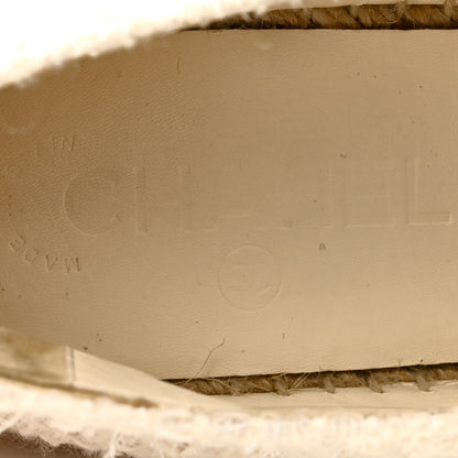 Chanel Tweed Grosgrain CC Espadrilles 39 White Black 6 of 10