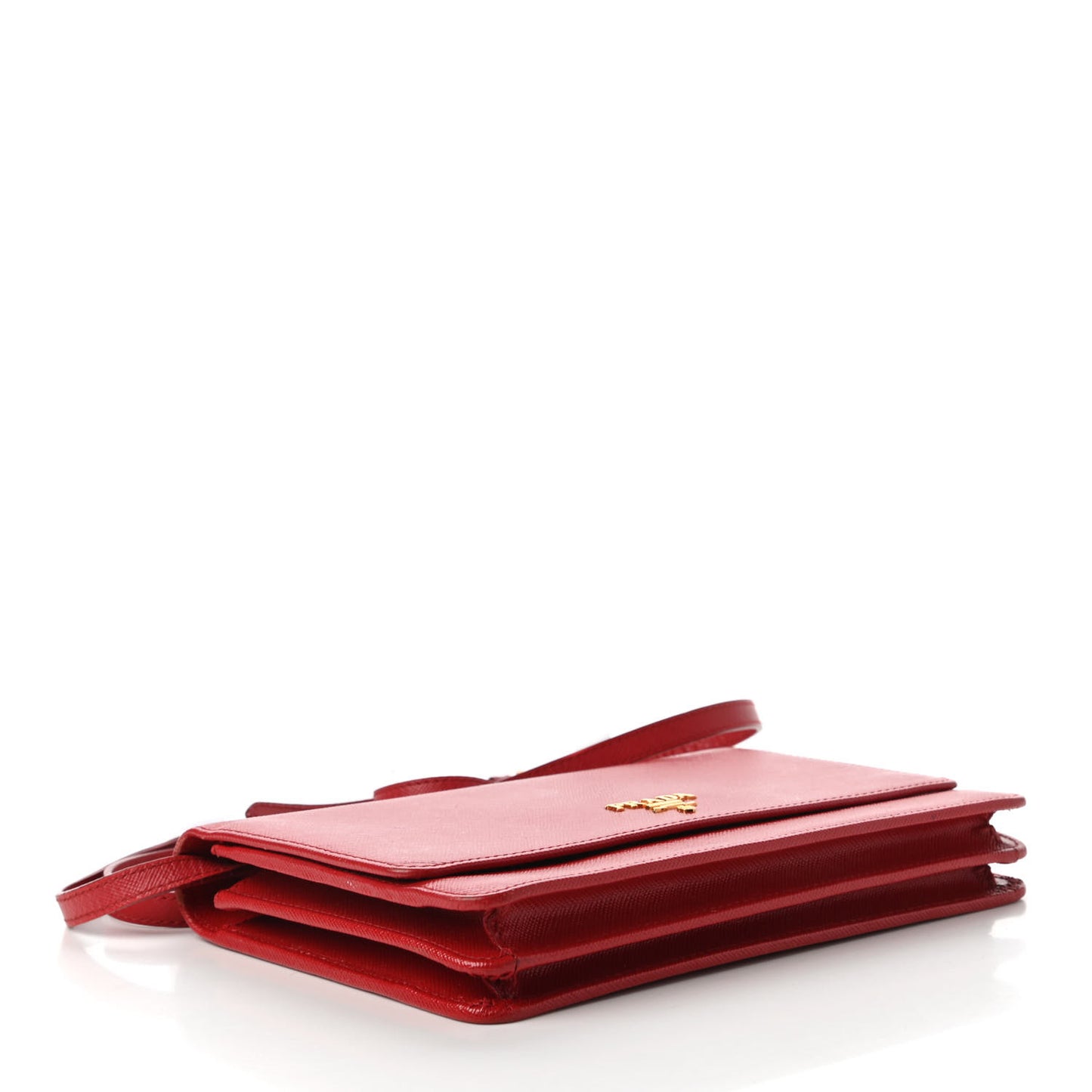 Saffiano Metal Mini Crossbody Wallet Rosso