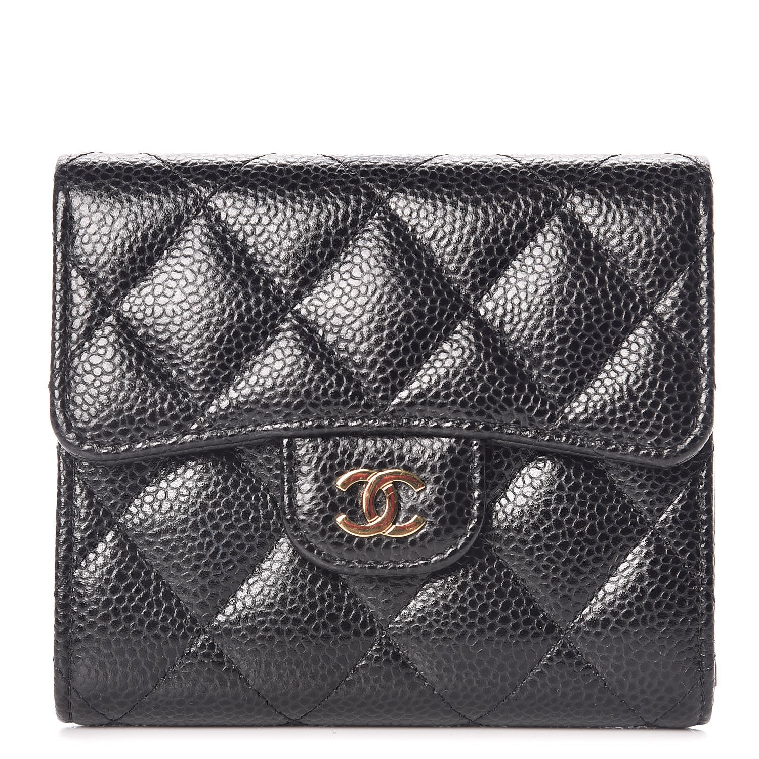Chanel Caviar Quilted Compact Flap Wallet Black 1 of 8
