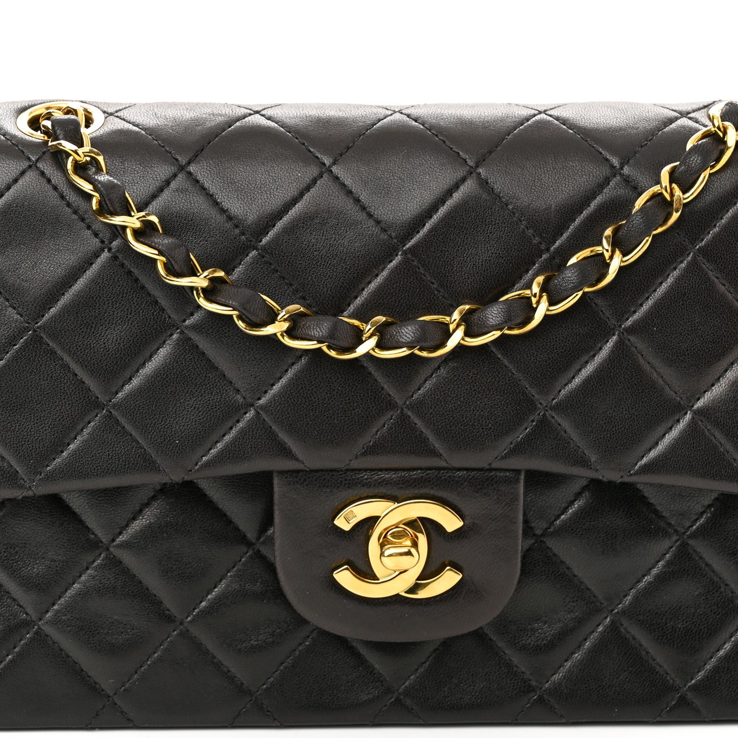 Lambskin Quilted Small Double Flap Black
