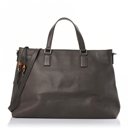 Gucci Calfskin Large Bamboo Tassel Top Handle Tote Brown 1 of 19