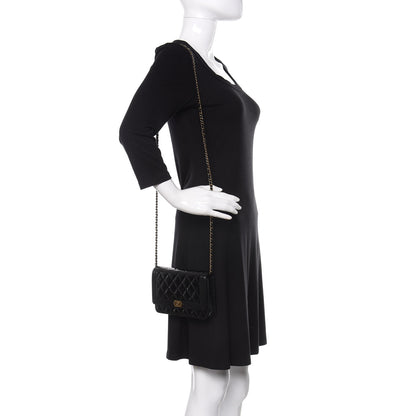 Chanel Patent Calfskin Quilted Boy Wallet On Chain WOC Black 2 of 13