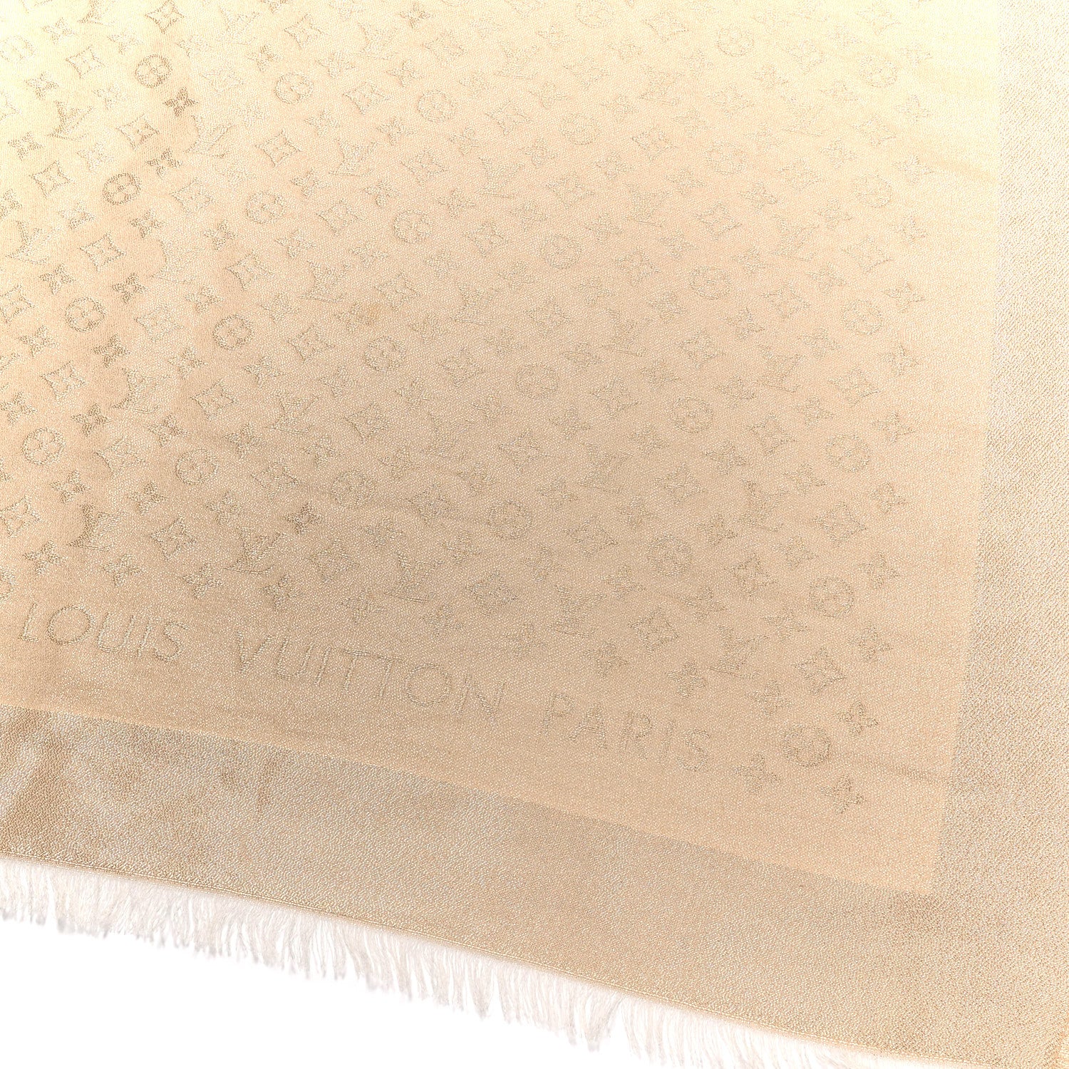 Louis Vuitton Silk Lurex Wool Monogram Shine Shawl Greige 2 of 4