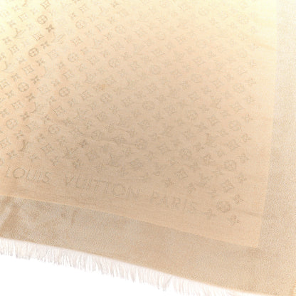 Louis Vuitton Silk Lurex Wool Monogram Shine Shawl Greige 2 of 4