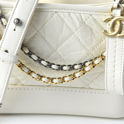 Chanel Aged Calfskin Quilted Small Gabrielle Hobo White 11 of 11