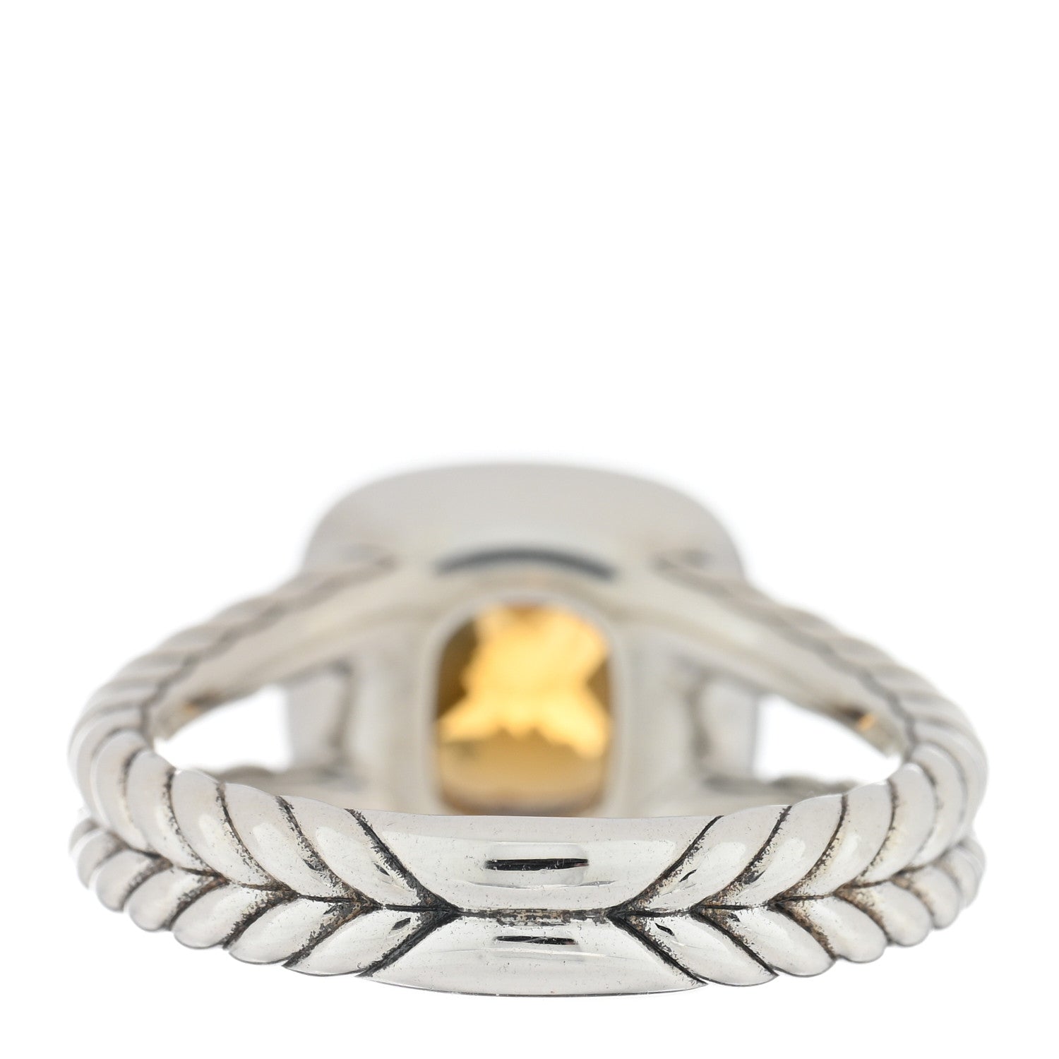 David Yurman Sterling Silver Diamond Citrine 7mm Petite Albion Ring 54 7 4 of 5