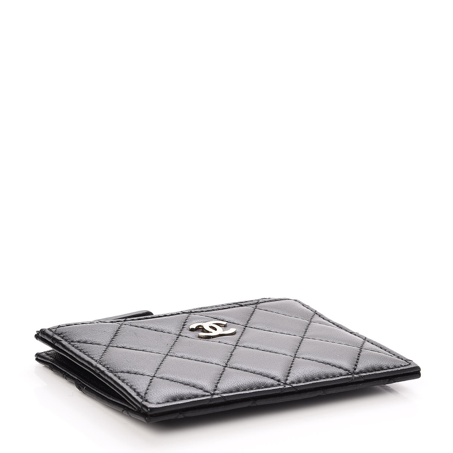 Chanel Lambskin Quilted Zip Card Holder Black 4 of 8