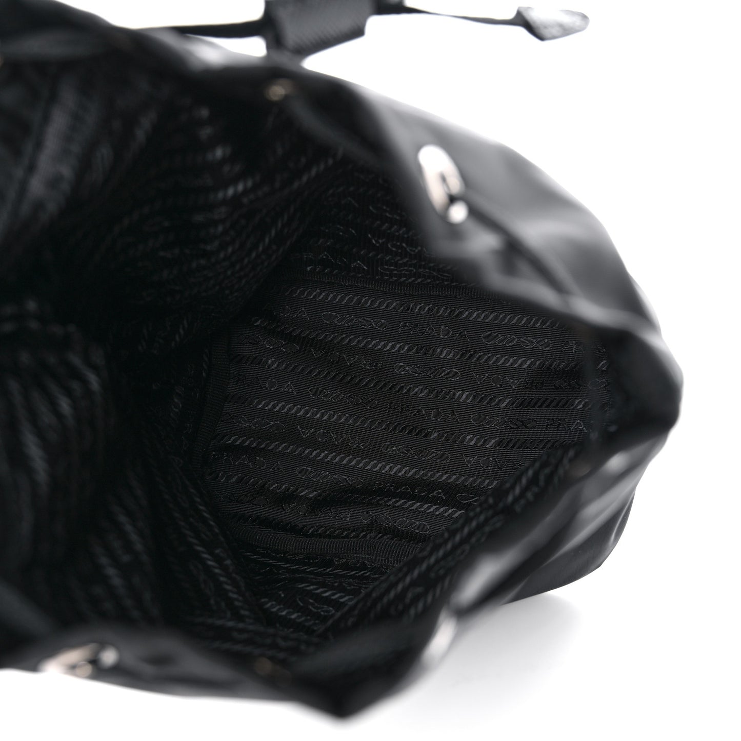 Saffiano Tessuto Nylon Vela Bucket Wristlet Black