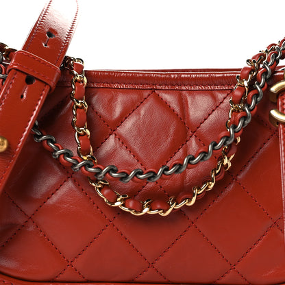 Chanel Aged Calfskin Quilted Small Gabrielle Hobo Red 8 of 10