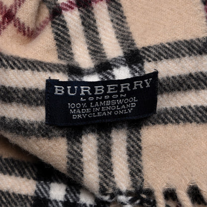 Burberry Lambswool Check Fringe Scarf Camel 4 of 4