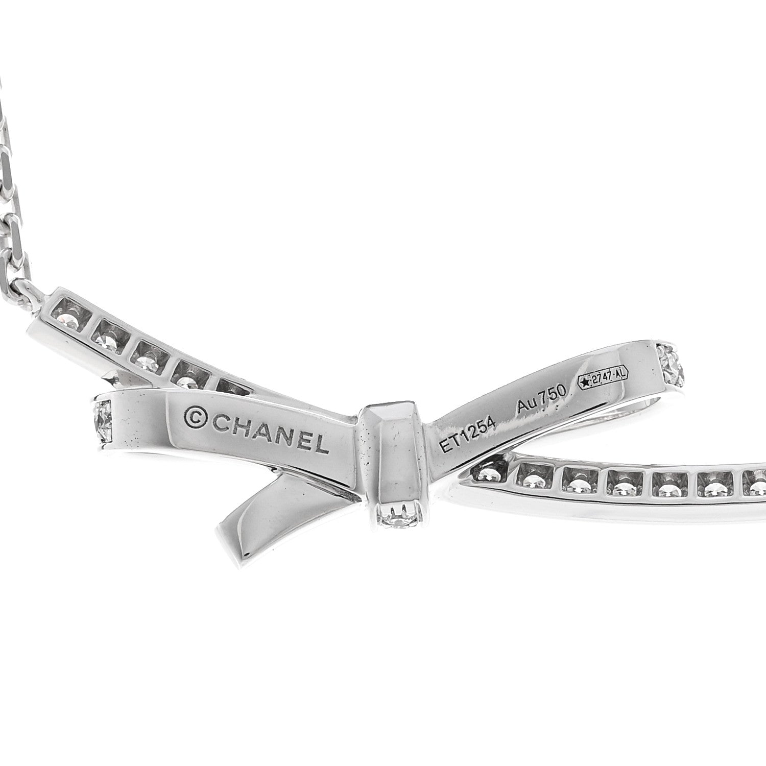 Chanel 18K White Gold Diamond Ruban Necklace 5 of 5