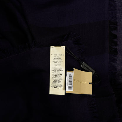 Burberry Modal Wool Overdyed Chambray Check Square Scarf Dark Purple 3 of 3