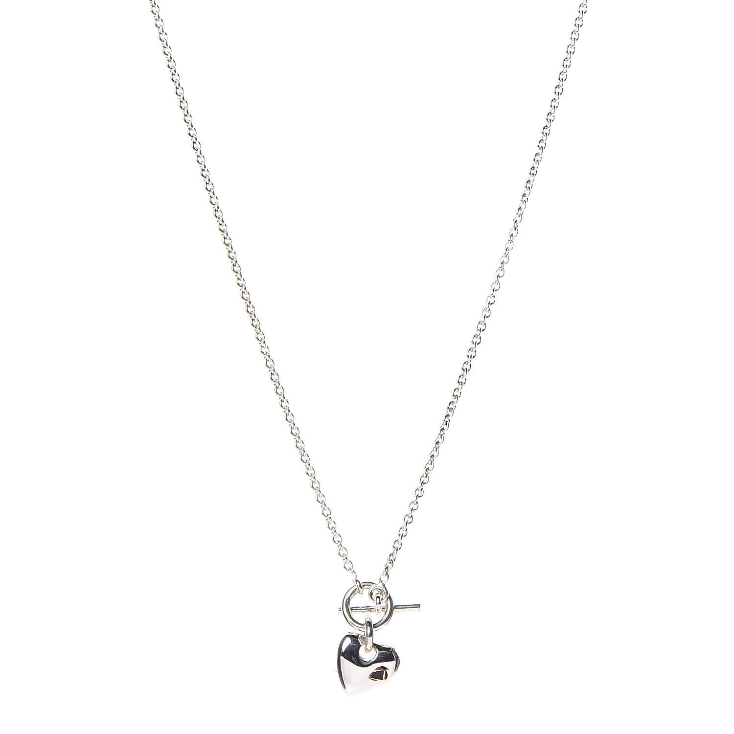 Hermes Sterling Silver 18K Yellow Gold Stabbed Heart Pendant Necklace 1 of 6