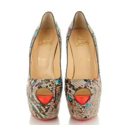 Christian Louboutin Python Carnaval Kid Highness 160 Pumps 39.5 Multicolor Mandarin Red 2 of 7