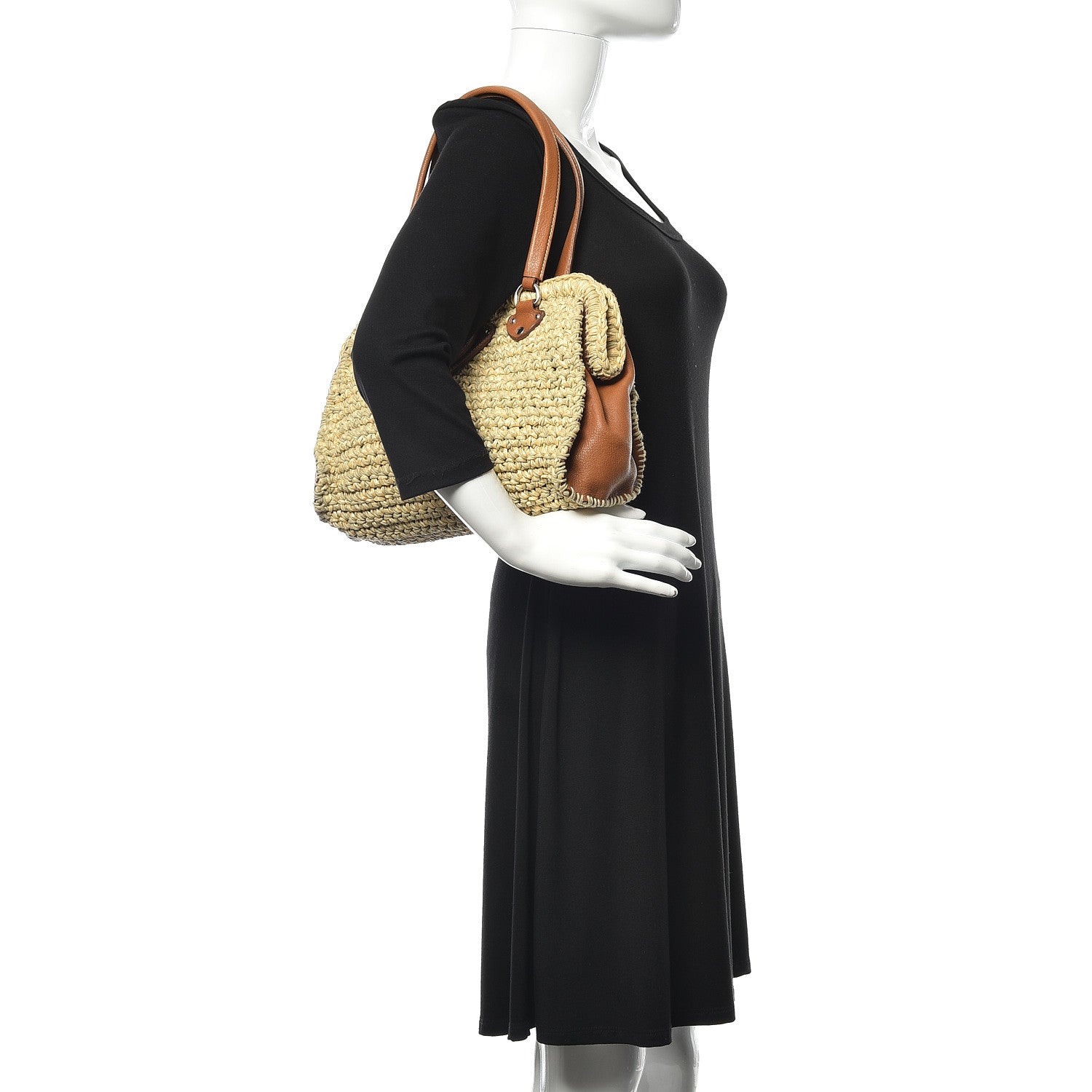 Miu Miu Raffia Calfskin Shoulder Bag Naturale 2 of 9