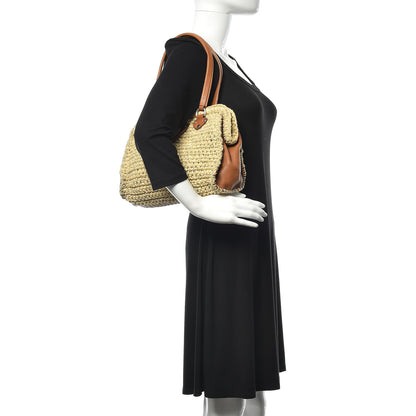 Miu Miu Raffia Calfskin Shoulder Bag Naturale 2 of 9