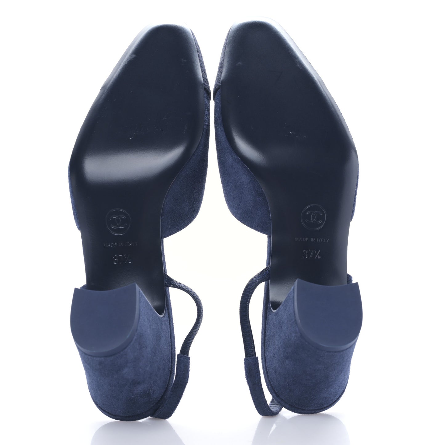 Suede Cap Toe CC Slingback Pumps 37.5 Blue Black