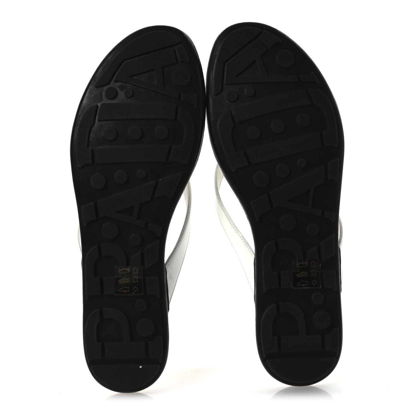 Patent Calfskin Logo Thong Sandals 40 White