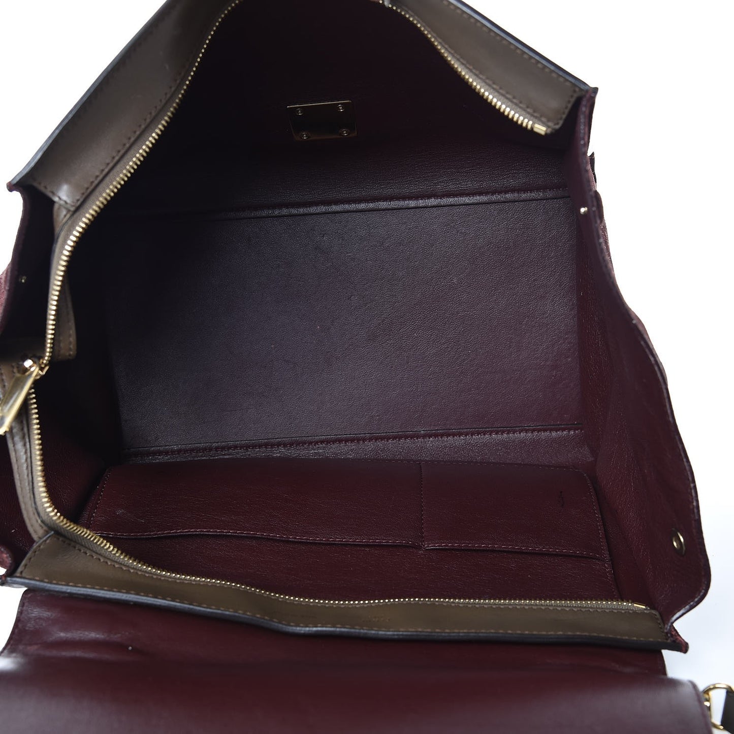 Smooth Calfskin Suede Medium Tri-Color Trapeze Burgundy