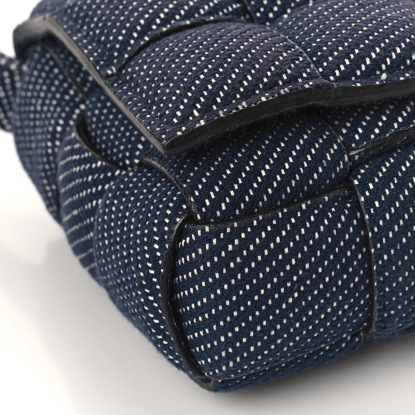Denim Maxi Intrecciato Padded Cassette High Frequency Crossbody Bag Indigo